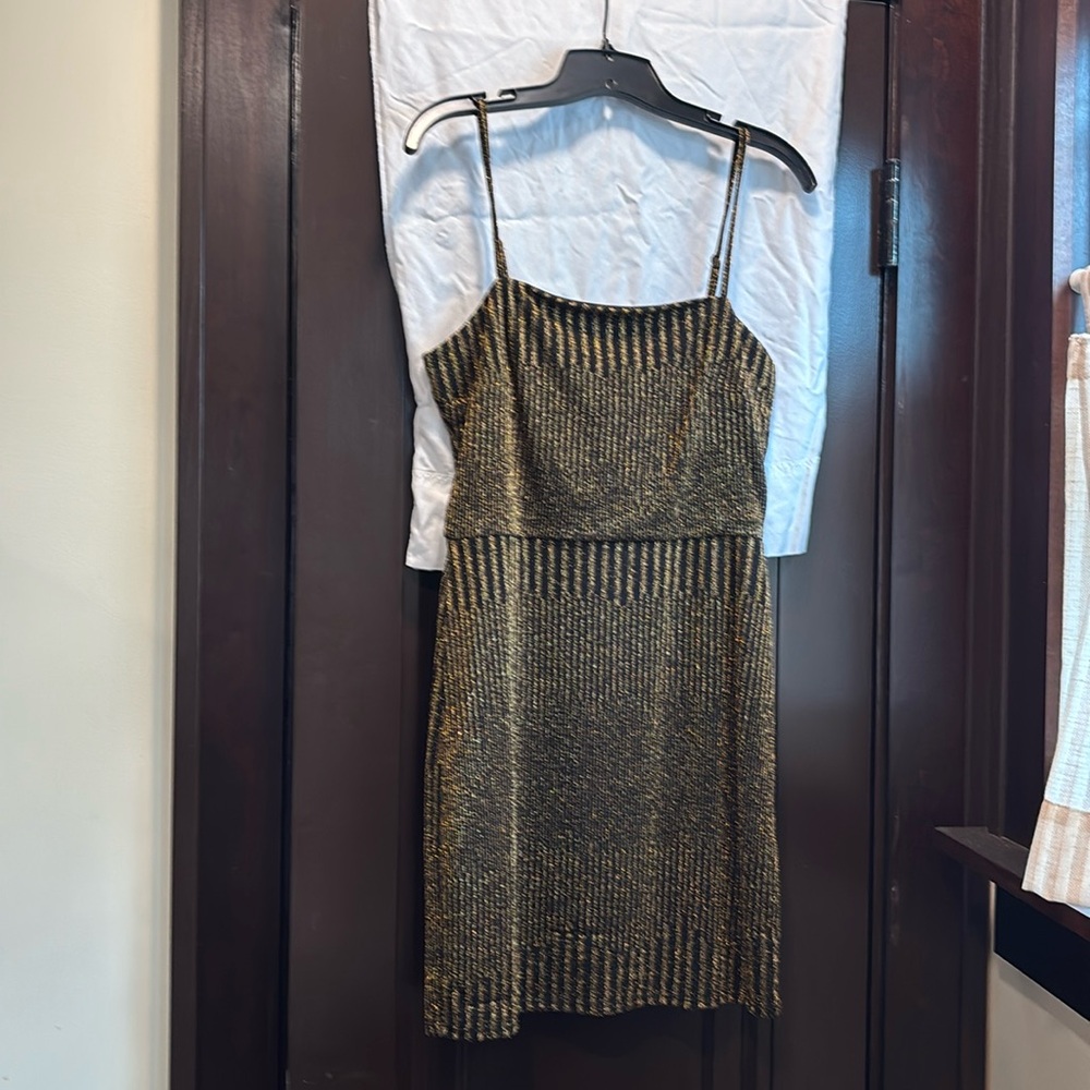 Mi Ami black/gold adjustable spaghetti strap dress size L